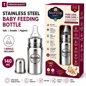 Nurella Stainless Steel Baby Feeding Bottle 140ML Silver