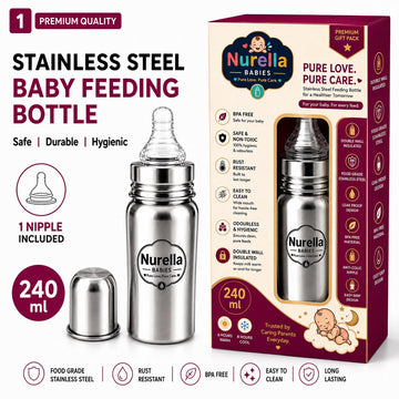 Nurella Stainless Steel Baby Feeding Bottle 240ml silver