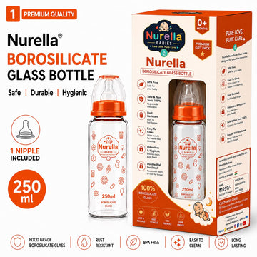 Nurella borosilicate glass Baby Feeding Bottle 250 ml orange